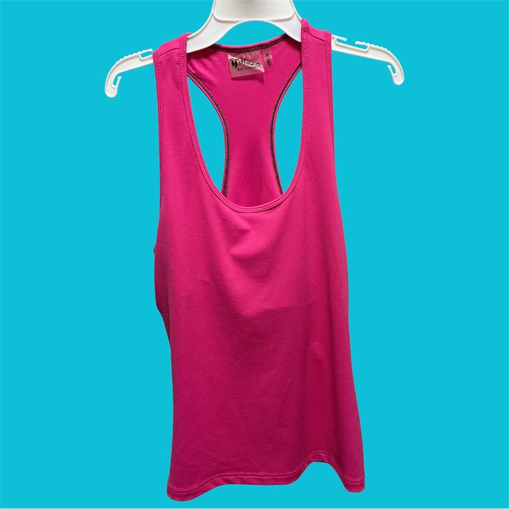 Women’s Hot Pink Racerback Sports Bra Tank Top. Small inside pocket for iPod.